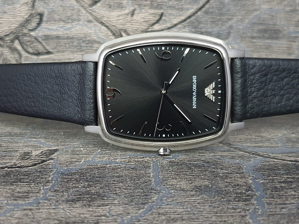  Shop Authentic Emporio Armani Epsilon Quartz Black Dial Black Leather Strap Watch For Men - AR2490 - Luxxuri