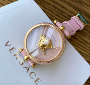  Shop Authentic Versace Palazzo Empire Pink Dial Pink Leather Strap Watch for Women - VCO030017 - Luxxuri