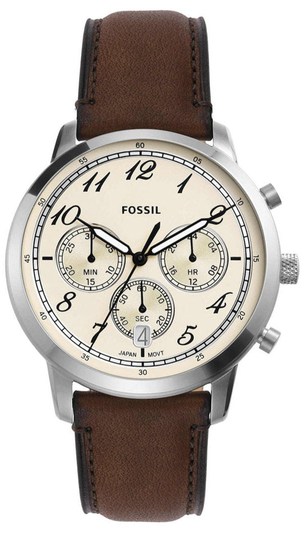  Shop Authentic Fossil Neutra Chronograph White Dial Brown Leather Strap Watch for Men - FS6022 - Luxxuri