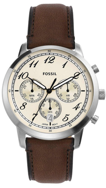  Shop Authentic Fossil Neutra Chronograph White Dial Brown Leather Strap Watch for Men - FS6022 - Luxxuri