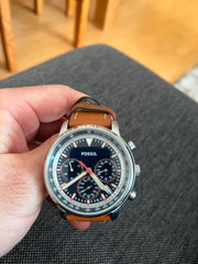  Shop Authentic Fossil Goodwin Chronograph Blue Dial Brown Leather Strap Watch for Men - FS5414 - Luxxuri