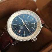  Shop Authentic Breitling Navitimer 1 Automatic 41mm Blue Dial Brown Leather Strap Mens Watch - A17326211C1P1 - Luxxuri