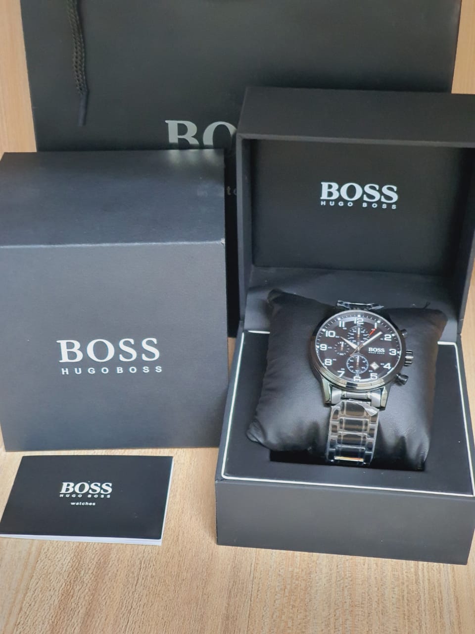  Shop Authentic Hugo Boss Aeroliner Black Dial Silver Steel Strap Watch for Men - 1513181 - Luxxuri
