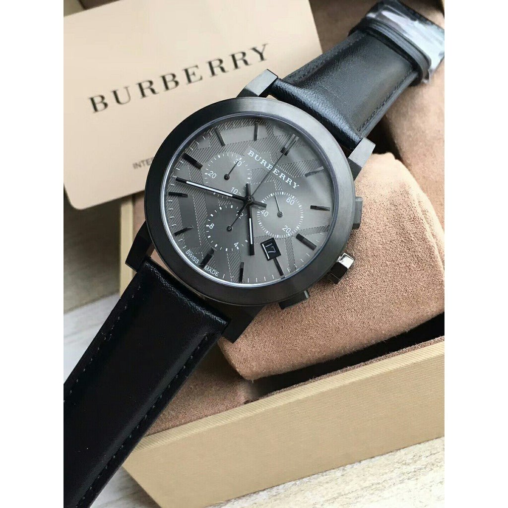  Shop Authentic Burberry The City Black Dial Black Leather Strap Watch for Men - BU9364 - Luxxuri