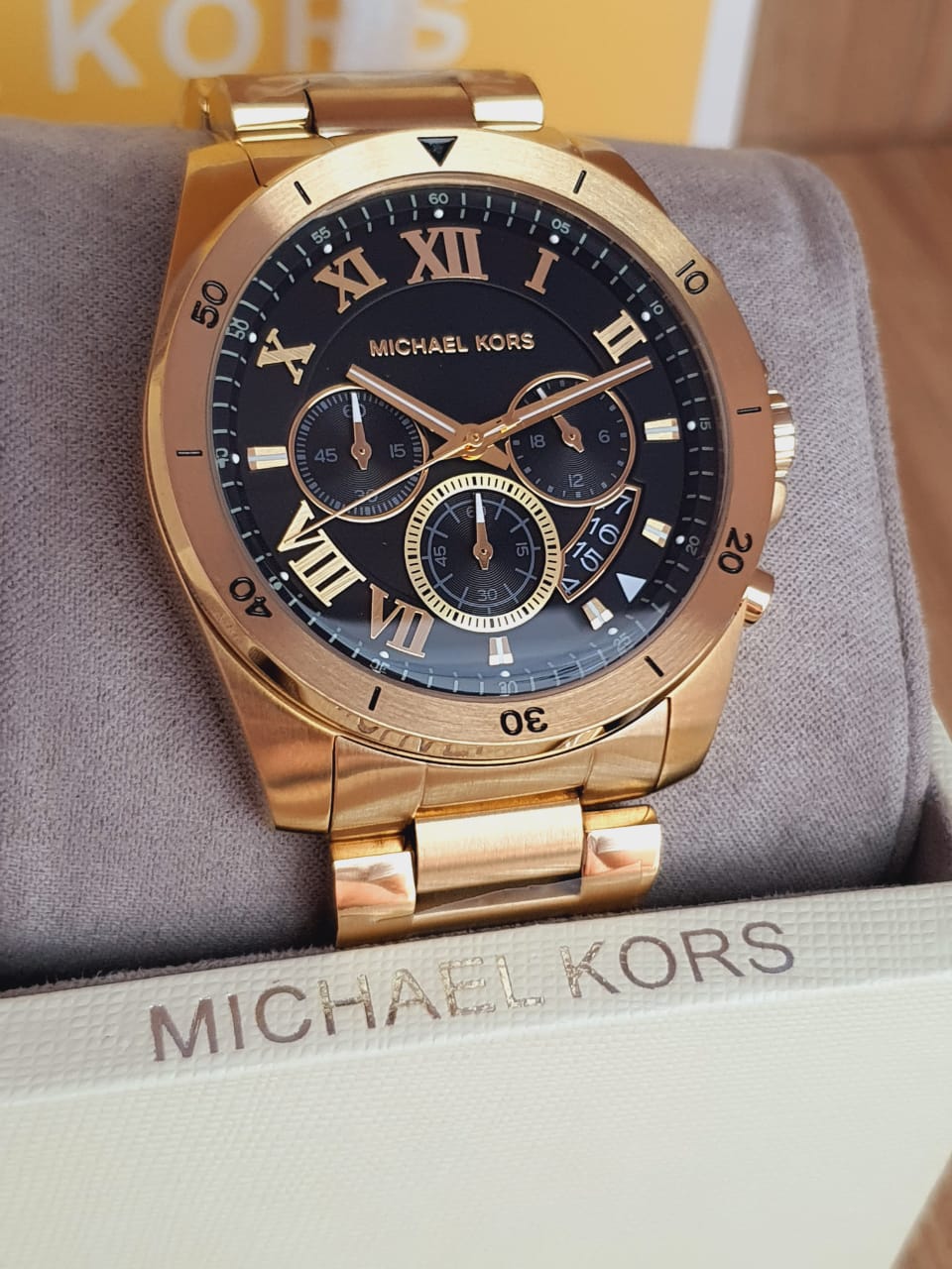  Shop Authentic Michael Kors Brecken Chronograph Quartz Black Dial Gold Steel Strap Watch For Men - MK8481 - Luxxuri