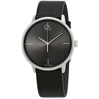  Shop Authentic Calvin Klein Accent Black Dial Black Leather Strap Watch for Men - K2Y2X1C3 - Luxxuri