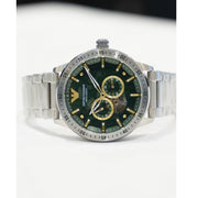  Shop Authentic Emporio Armani Meccanico Chronograph Automatic Green Dial Silver Steel Strap Watch For Men - AR60053 - Luxxuri