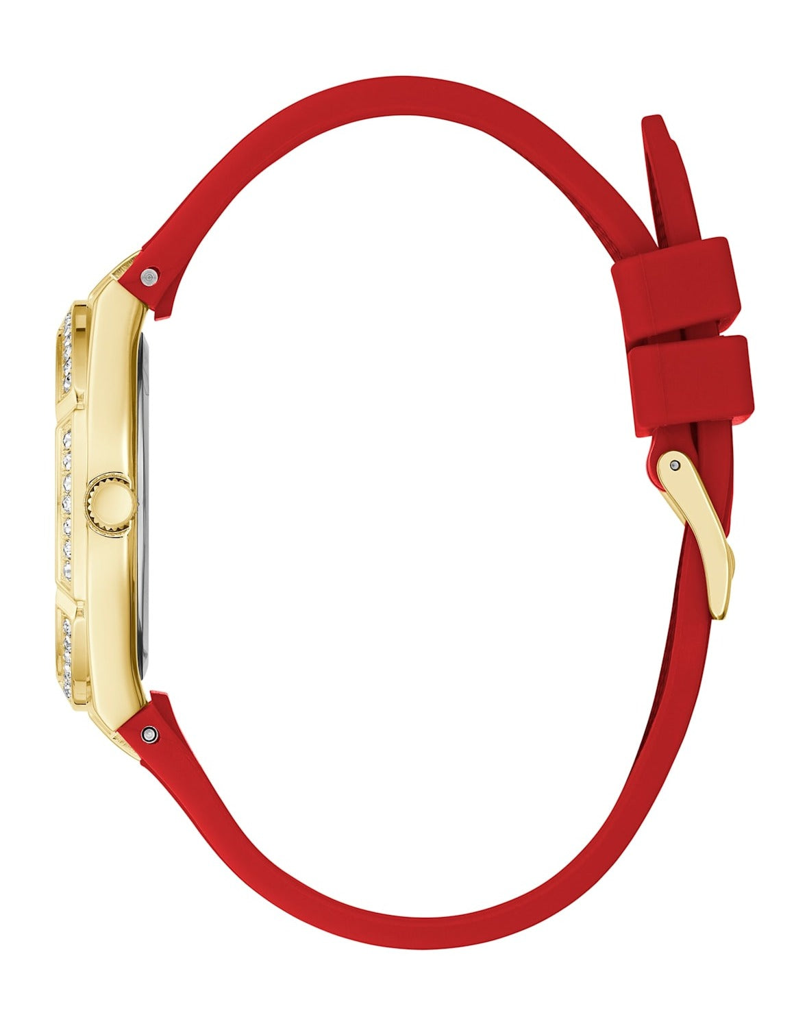  Shop Authentic Guess Cosmo Diamonds Gold Dial Red Rubber Strap Watch for Women - GW0034L6 - Luxxuri