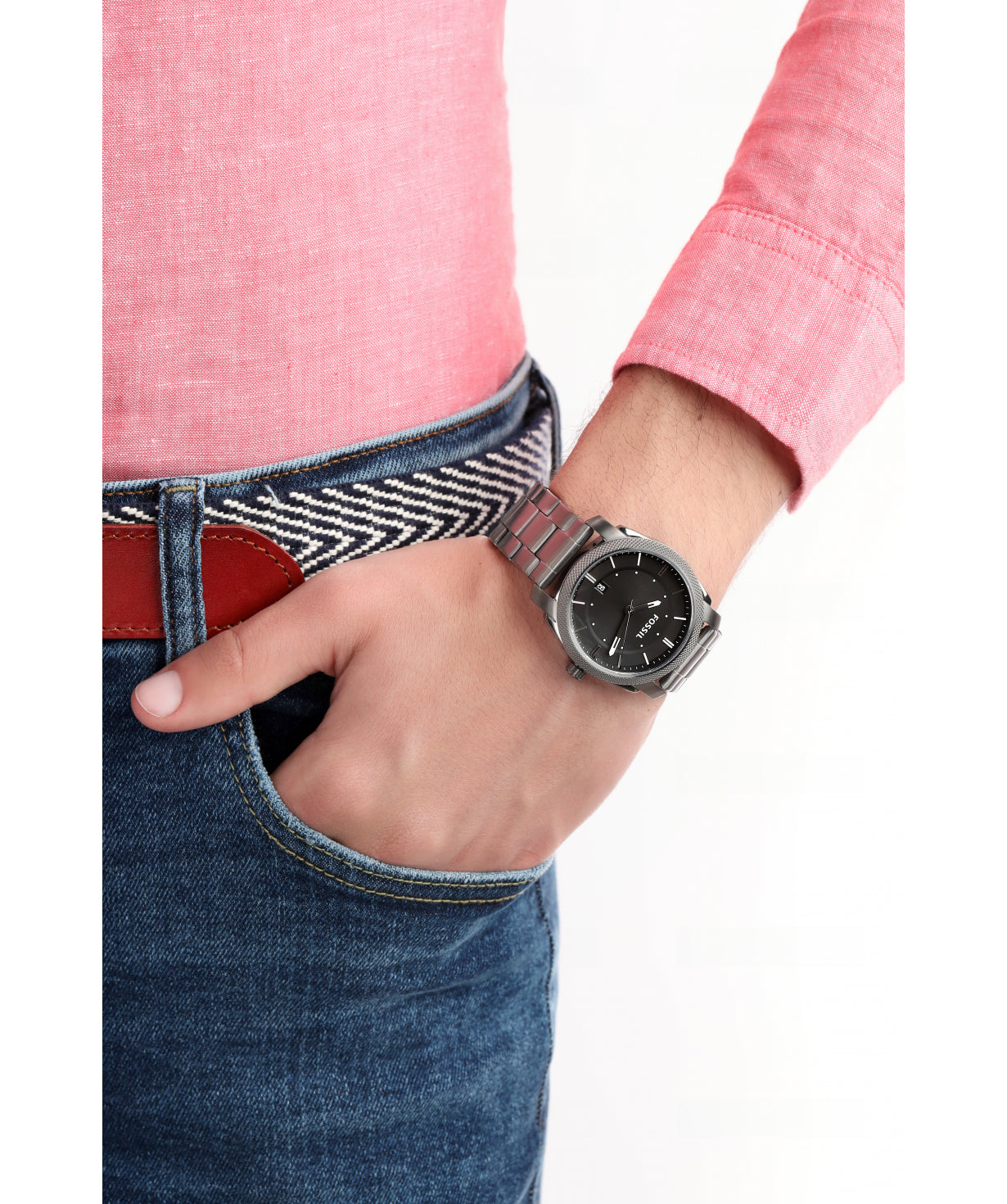  Shop Authentic Fossil Machine Chronograph Black Dial Grey Steel Strap Watch for Men - FS4774 - Luxxuri