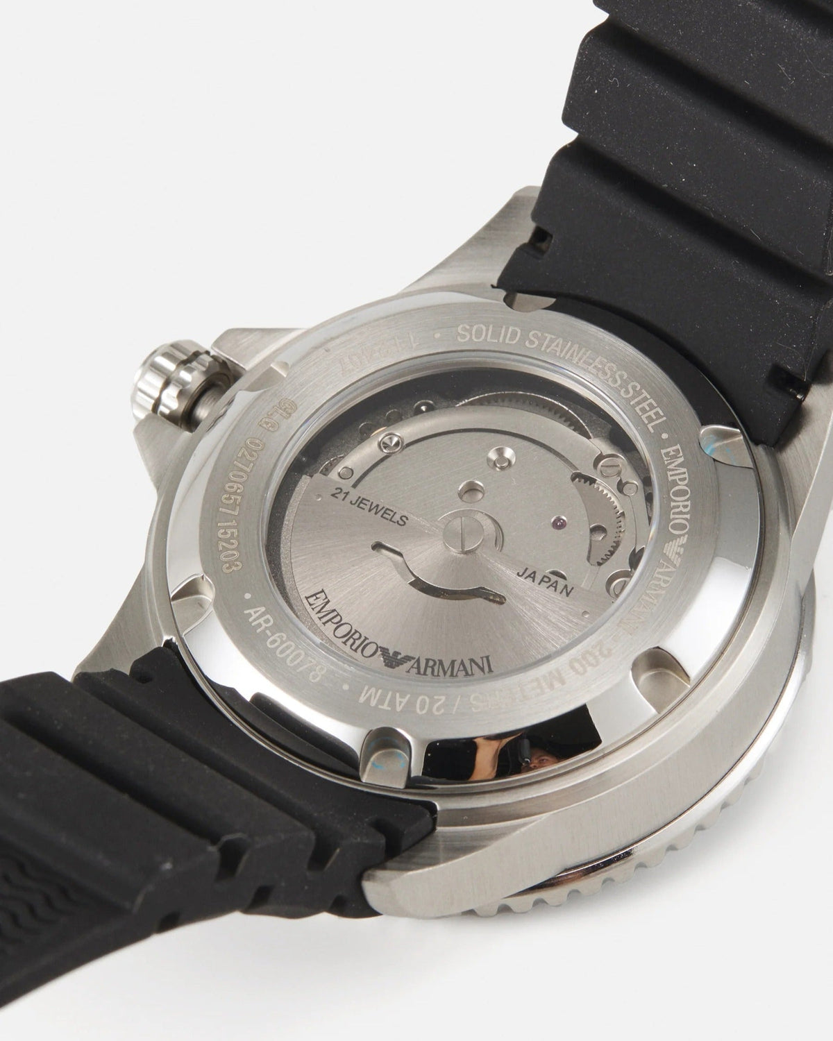 Emporio Armani Sea Explorer Automatic Black Dial Black Silicone Strap Watch For Men - AR60078