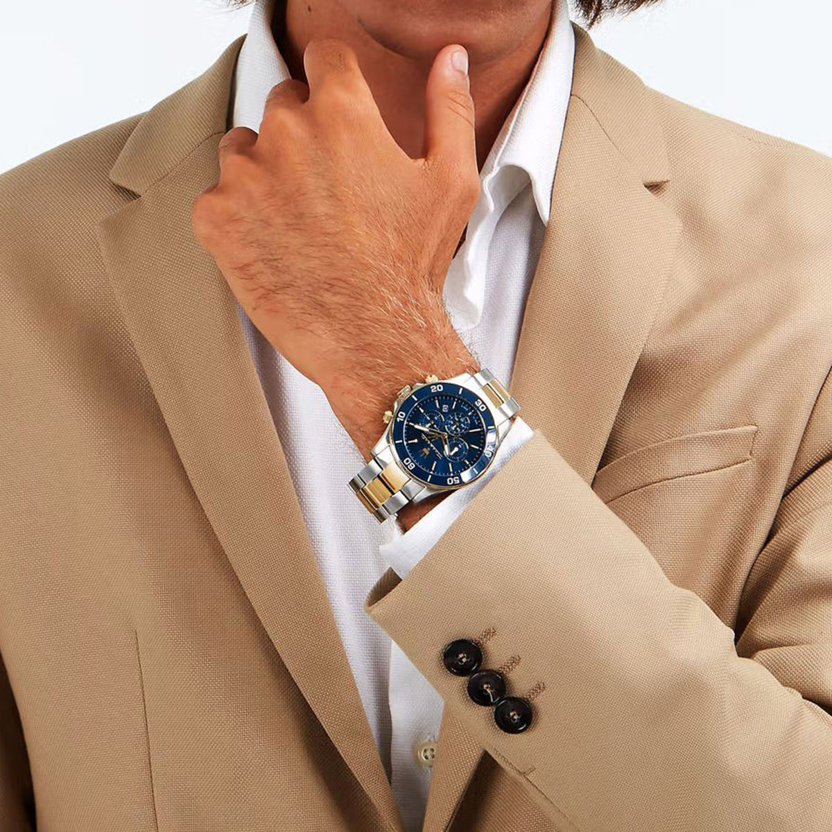  Shop Authentic Maserati Competizione Chronograph Blue Dial Two Tone Steel Strap Watch For Men - R8873600006 - Luxxuri