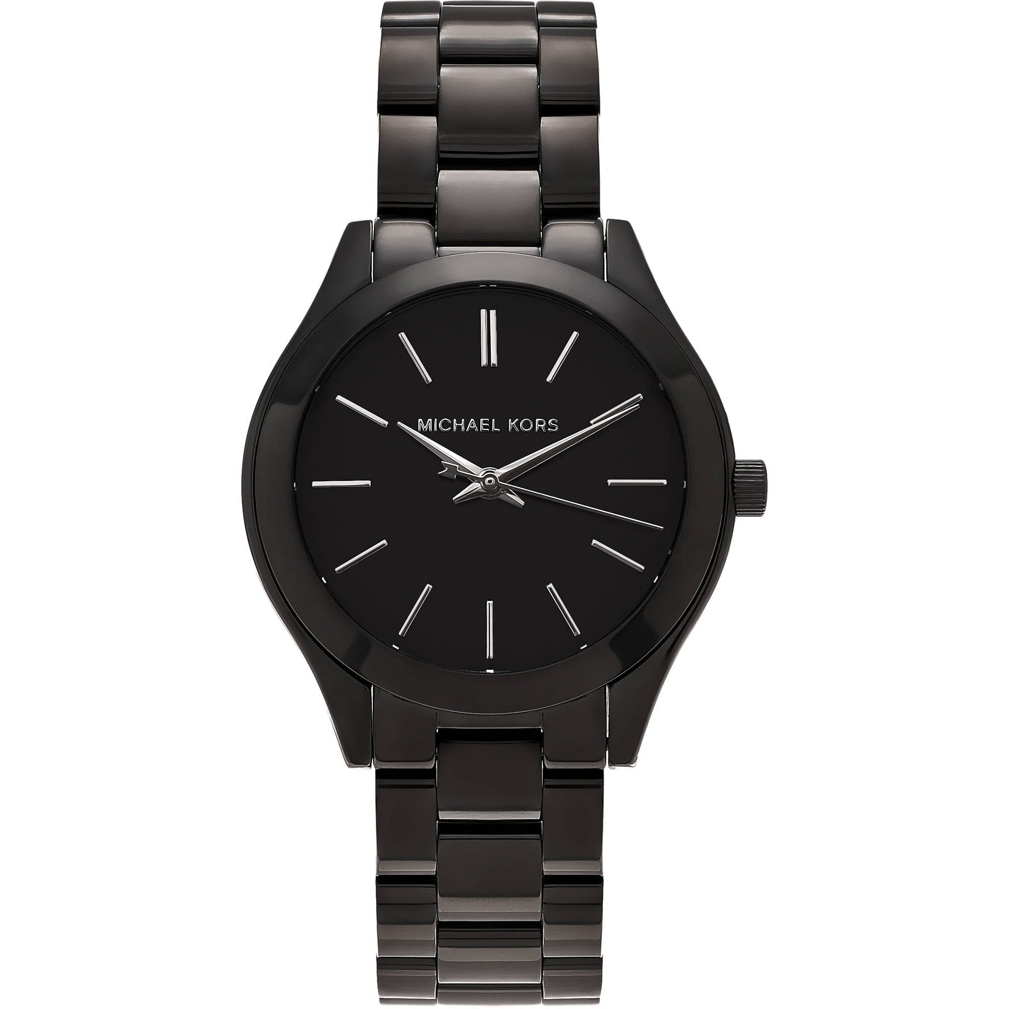  Shop Authentic Michael Kors Mini Slim Runway Black Dial Black Steel Strap Watch for Women - MK3587 - Luxxuri
