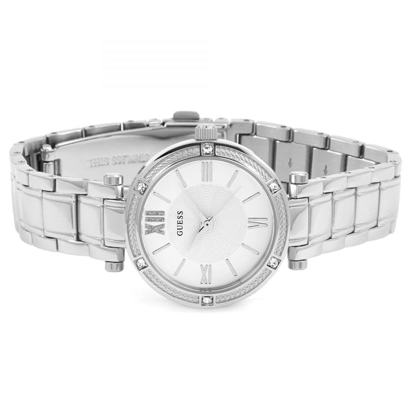  Shop Authentic Guess Park Ave White Dial Silver Steel Strap Watch for Women - W0767L1 - Luxxuri