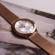  Shop Authentic Calvin Klein Minimal White Dial Rose Gold Mesh Bracelet Watch for Women - K3M22626 - Luxxuri