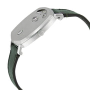  Shop Authentic Gucci Grip Quartz Silver Dial Green Leather Strap Unisex Watch - YA157406 - Luxxuri