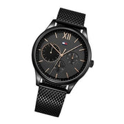  Shop Authentic Tommy Hilfiger Damon Quartz Black Dial Black Mesh Bracelet Watch for Men - 1791420 - Luxxuri