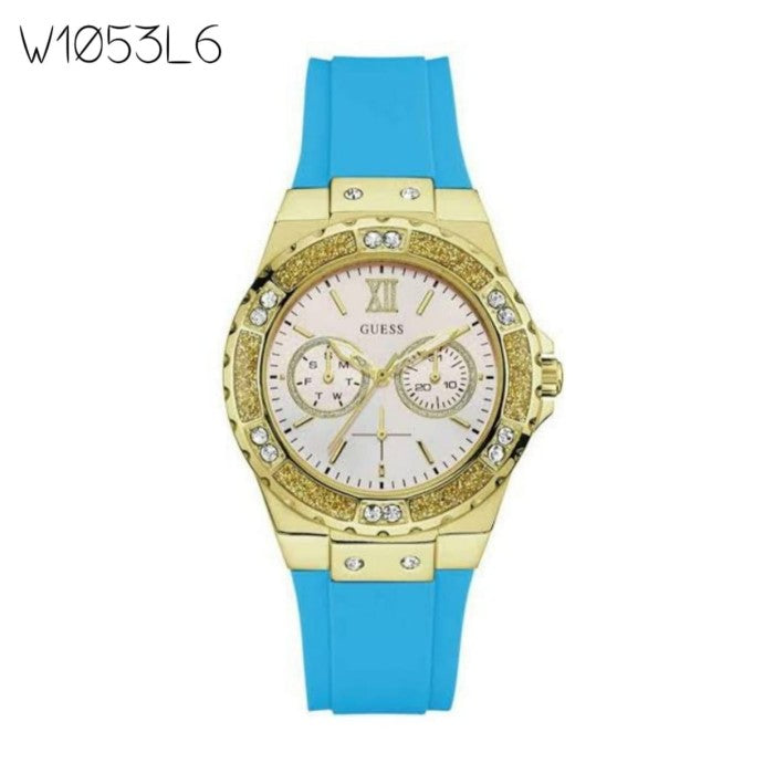  Shop Authentic Guess Limelight Crystal White Dial Light Blue Rubber Strap Watch for Women - W1053L6 - Luxxuri