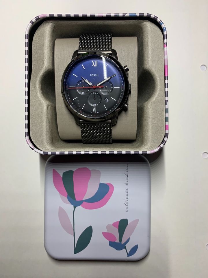  Shop Authentic Fossil Neutra Chronograph Blue Dial Silver Mesh Bracelet Watch for Men - FS5383 - Luxxuri