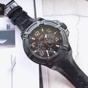  Shop Authentic Guess Rigor Analog Black Dial Black Leather Strap Watch For Men - W0040G1 - Luxxuri