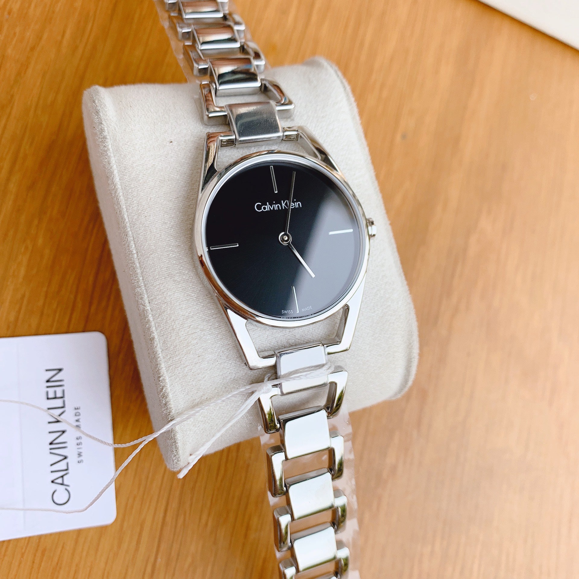  Shop Authentic Calvin Klein Dainty Black Dial Silver Steel Strap Watch for Women - K7L23141 - Luxxuri