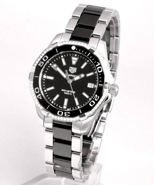  Shop Authentic Tag Heuer Aquaracer Quartz Diamonds Black Dial Two Tone Steel Strap Watch for Women - WAY131G.BA0913 - Luxxuri