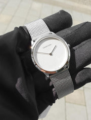  Shop Authentic Calvin Klein Minimal White Dial Silver Mesh Bracelet Watch for Women - K3M2212Y - Luxxuri