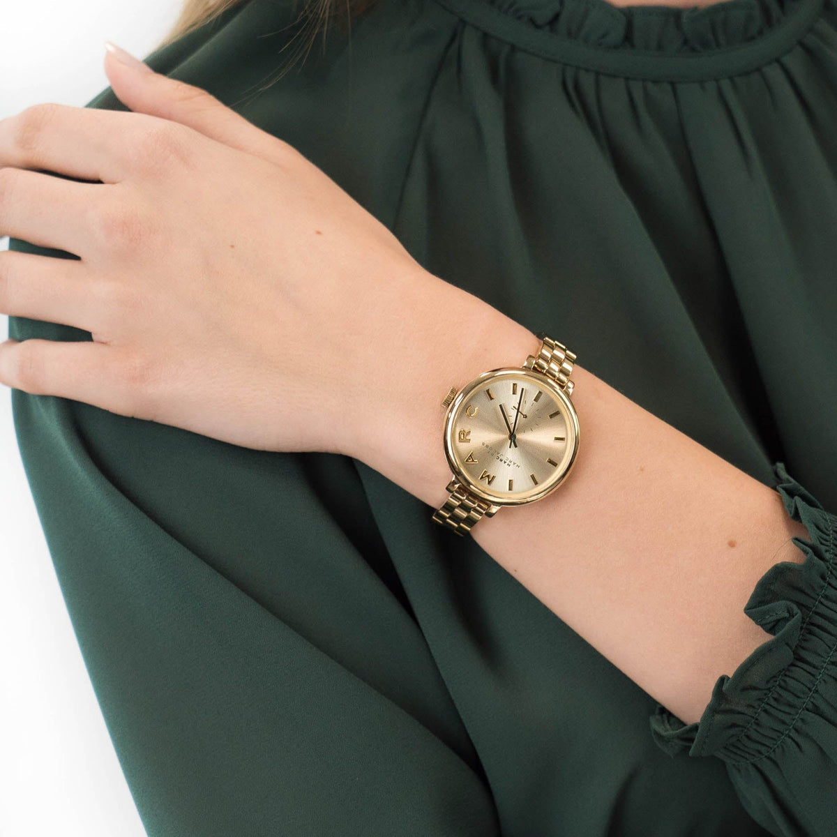  Shop Authentic Marc Jacobs Sally Champagne Gold Dial Gold Steel Strap Watch for Women - MBM3363 - Luxxuri