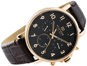  Shop Authentic Tommy Hilfiger Daniel Black Dial Brown Leather Strap Watch for Men - 1710379 - Luxxuri