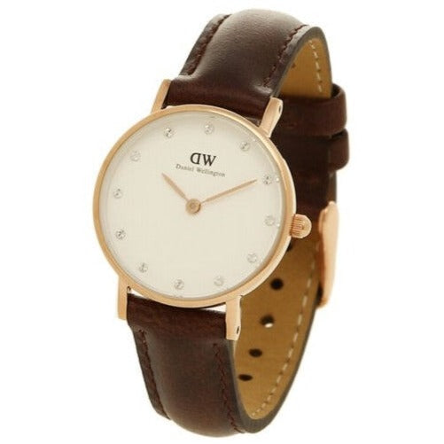  Shop Authentic Daniel Wellington Classy Bristol White Dial Brown Leather Strap Watch For Women - DW00100062 - Luxxuri