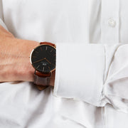  Shop Authentic Daniel Wellington Classic St Mawes Black Dial Brown Leather Strap Watch For Men - DW00100124 - Luxxuri