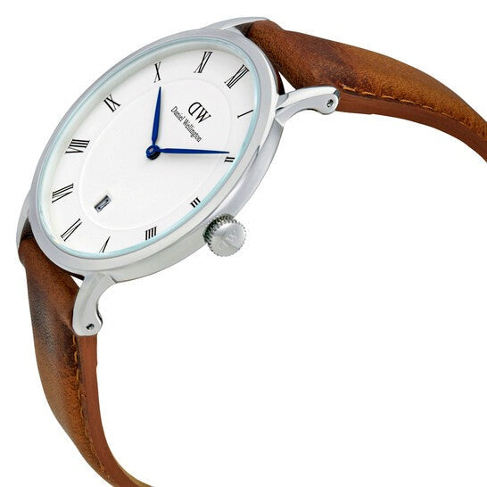  Shop Authentic Daniel Wellington Dapper Durham White Dial Brown Leather Strap Watch For Men - DW00100116 - Luxxuri