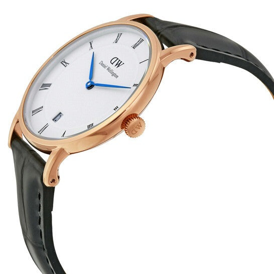  Shop Authentic Daniel Wellington Dapper Reading White Dial Black Leather Strap Watch For Women - DW00100118 - Luxxuri