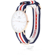  Shop Authentic Daniel Wellington Classic Canterbury White Dial Two Tone Nylon Strap Watch For Men - DW00100002 - Luxxuri