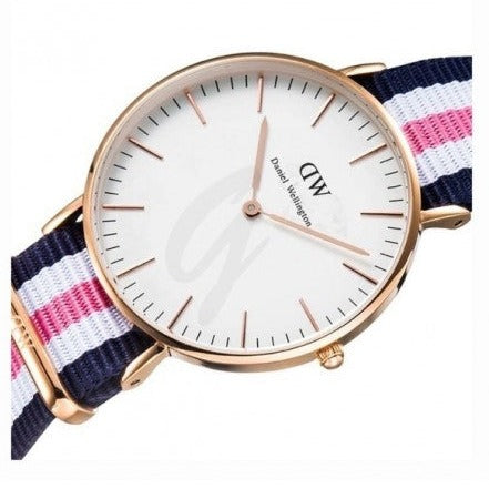  Shop Authentic Daniel Wellington Classic South Hampton White Dial Two Tone Nylon Strap Watch For Women - DW00100034 - Luxxuri