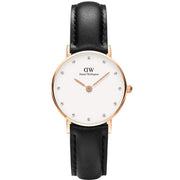  Shop Authentic Daniel Wellington Classy Sheffield White Dial Black Leather Strap Watch For Women - DW00100060 - Luxxuri