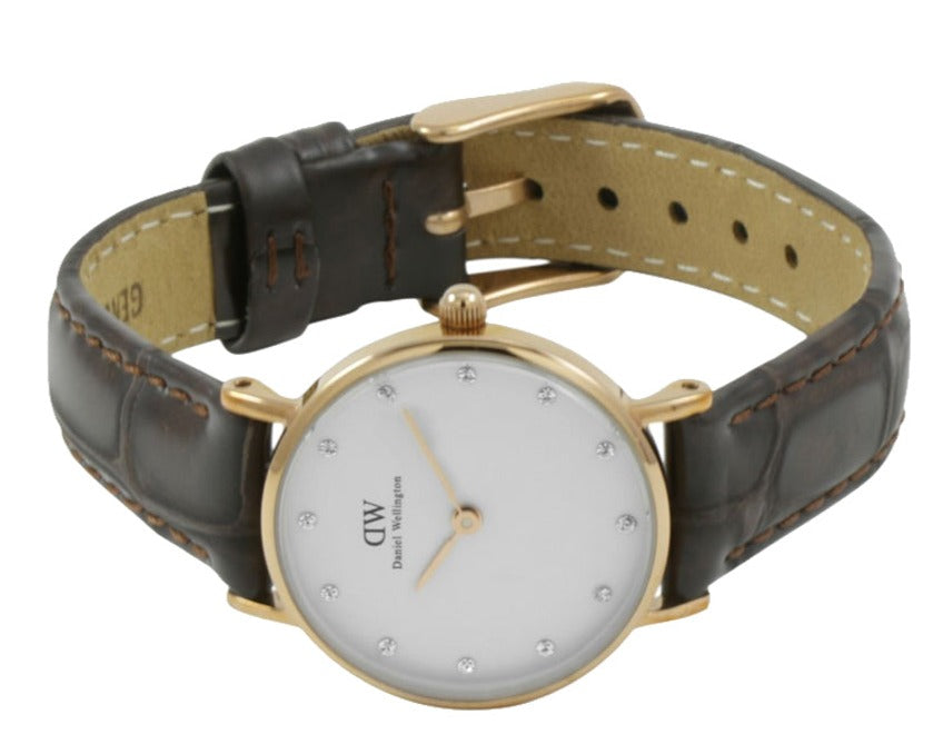  Shop Authentic Daniel Wellington Classy York White Dial Brown Leather Strap Watch For Women - DW00100061 - Luxxuri