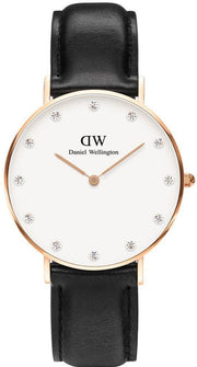  Shop Authentic Daniel Wellington Classic Sheffield White Dial Black Leather Strap Watch For Women - DW00100076 - Luxxuri