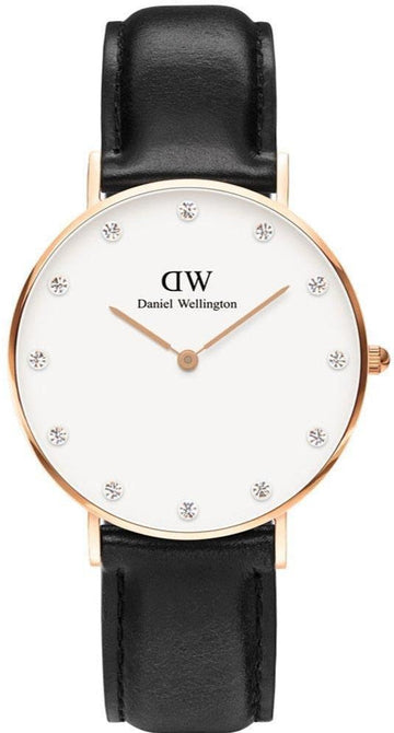  Shop Authentic Daniel Wellington Classic Sheffield White Dial Black Leather Strap Watch For Women - DW00100076 - Luxxuri