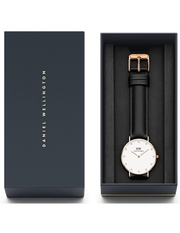  Shop Authentic Daniel Wellington Classic Petite Sheffield White Dial Black Leather Strap Watch For Women - DW00100230 - Luxxuri