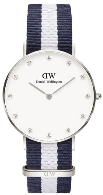  Shop Authentic Daniel Wellington Classy Glasgow White Dial Two Tone Nylon Strap Watch For Women - DW00100082 - Luxxuri