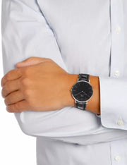  Shop Authentic Daniel Wellington Classic Sheffield Black Dial Black Leather Strap Watch For Women - DW00100145 - Luxxuri