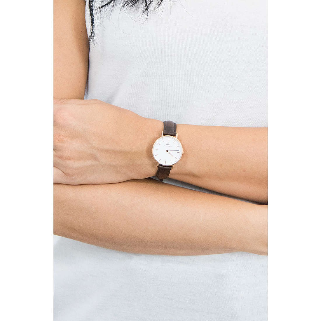  Shop Authentic Daniel Wellington Classic Petite York White Dial Brown Leather Strap Watch For Women - DW00100232 - Luxxuri