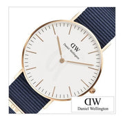  Shop Authentic Daniel Wellington Classic Bayswater White Dial Navy Blue NATO Strap Watch For Women - DW00100279 - Luxxuri