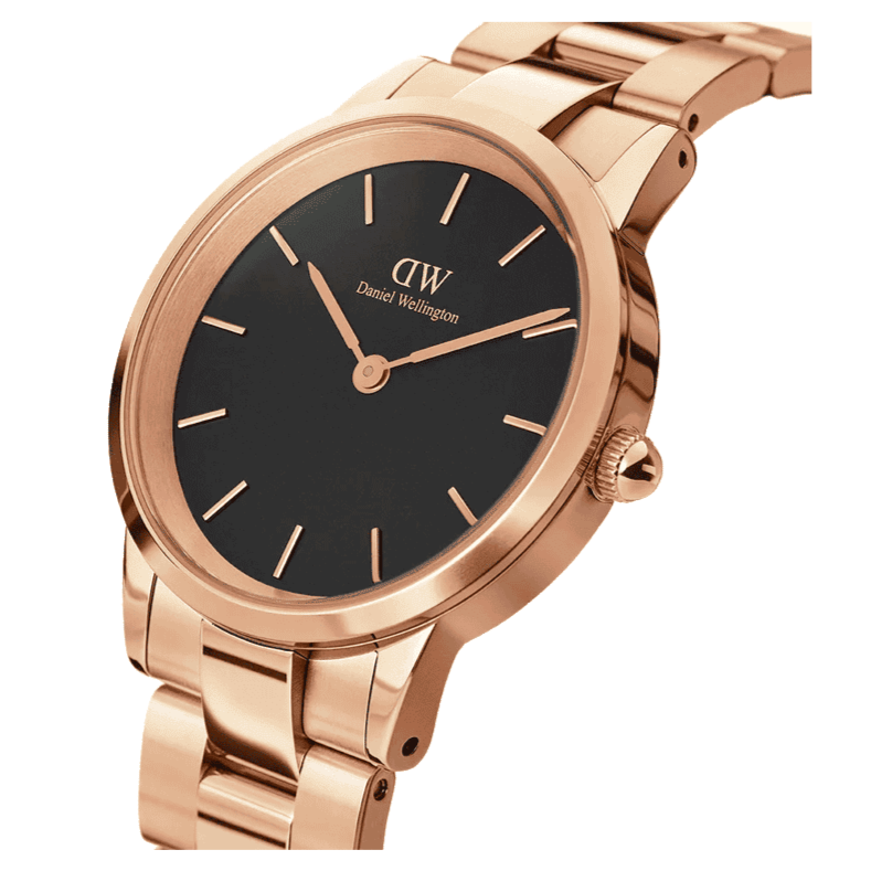  Shop Authentic Daniel Wellington Iconic Link Black Dial Rose Gold Steel Strap Watch For Men - DW00100344 - Luxxuri