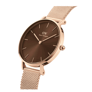  Shop Authentic Daniel Wellington Petite Melrose Brown Dial Rose Gold Mesh Strap Watch For Women - DW00100477 - Luxxuri