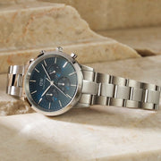  Shop Authentic Daniel Wellington Iconic Chronograph Link Blue Dial Silver Steel Strap Watch For Men - DW00100644 - Luxxuri