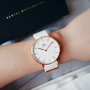 Shop Authentic Daniel Wellington Classic Dover White Dial White Nylon Strap Watch For Women - DW00100309 - Luxxuri