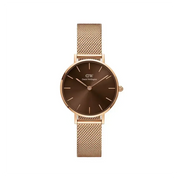  Shop Authentic Daniel Wellington Petite Amber Brown Dial Gold Mesh Strap Watch For Women - DW00100476 - Luxxuri