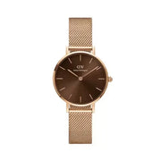  Shop Authentic Daniel Wellington Petite Amber Brown Dial Gold Mesh Strap Watch For Women - DW00100476 - Luxxuri