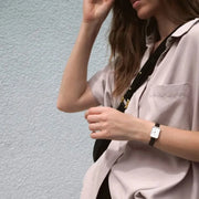  Shop Authentic Daniel Wellington Quadro White Dial Black Leather Strap Watch For Women - DW00100434 - Luxxuri